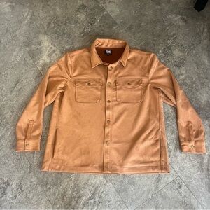 Frye Men's Faux Suede Shirt Jacket Shacket Snap Closure Toffee Brown CLarge